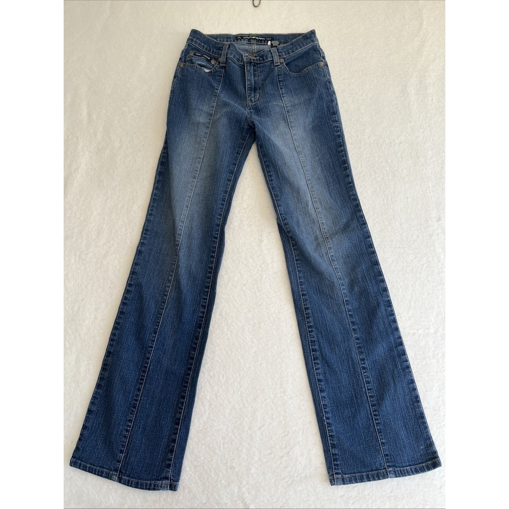 DKNY East Village 9"Rise Zip Fly Stretch DARK Denim 90s Retro Jeans Women's Sz 2